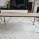 Marble and scalloped brass coffee table