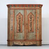 Rustic Farmhouse Painted Folk Art Bridal Cabinet dated 1806