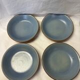 Set of 4 blue stoneware plates