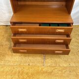 Bibliothèque haute en teck style rétro vintage milieu du siècle avec intérieur bureau par G-Plan