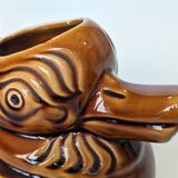Pitcher - duck-shaped vase in shiny Sarreguemines enamel slip.