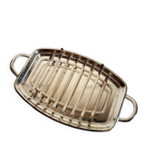 Silver-plated serving dish Quist and its asparagus cradle grid.