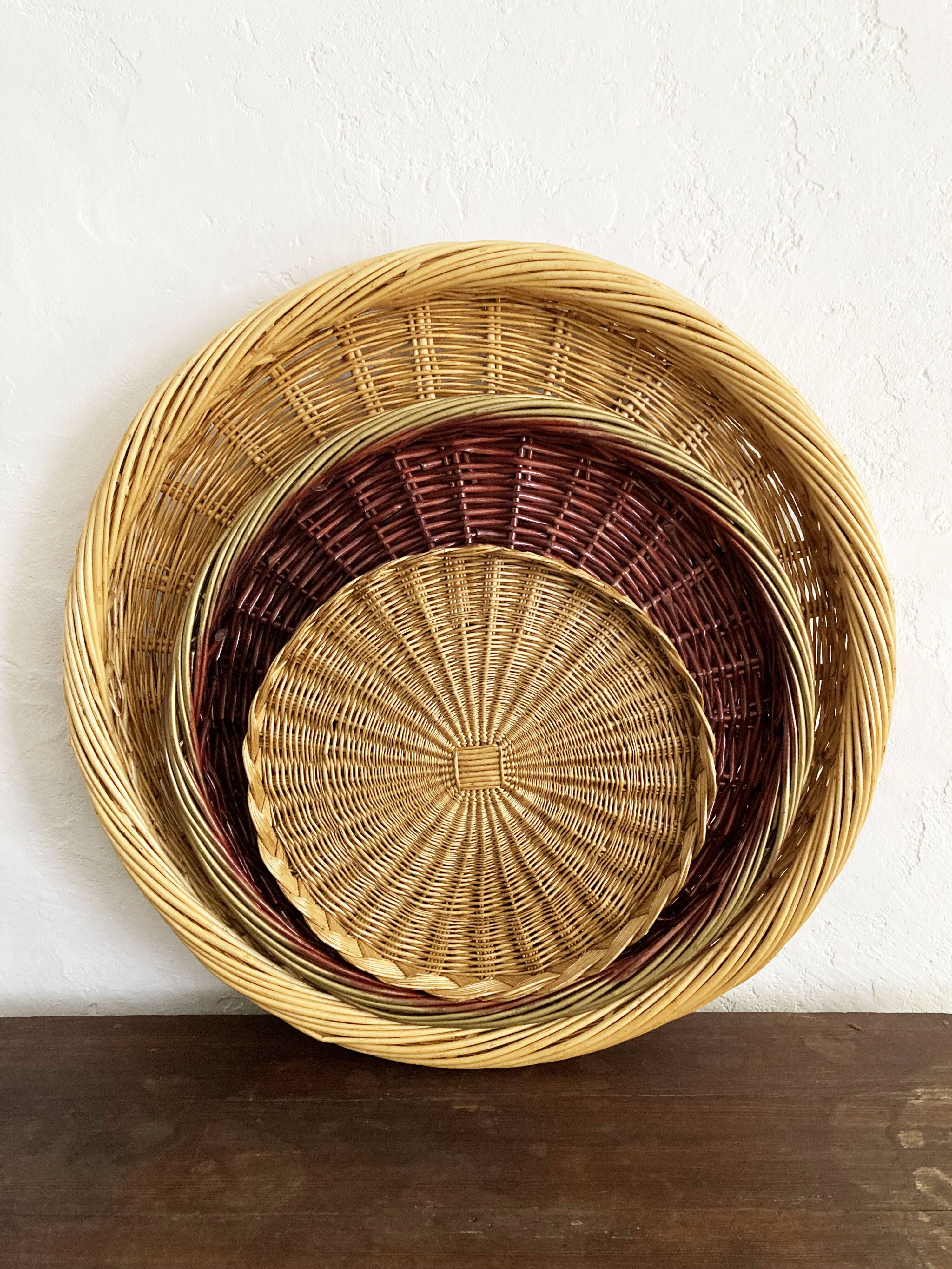 Trio de plateaux en osier