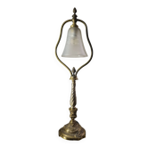 Lampe ancienne en bronze et verre opaque