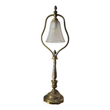 Old lamp in bronze and opaque glass