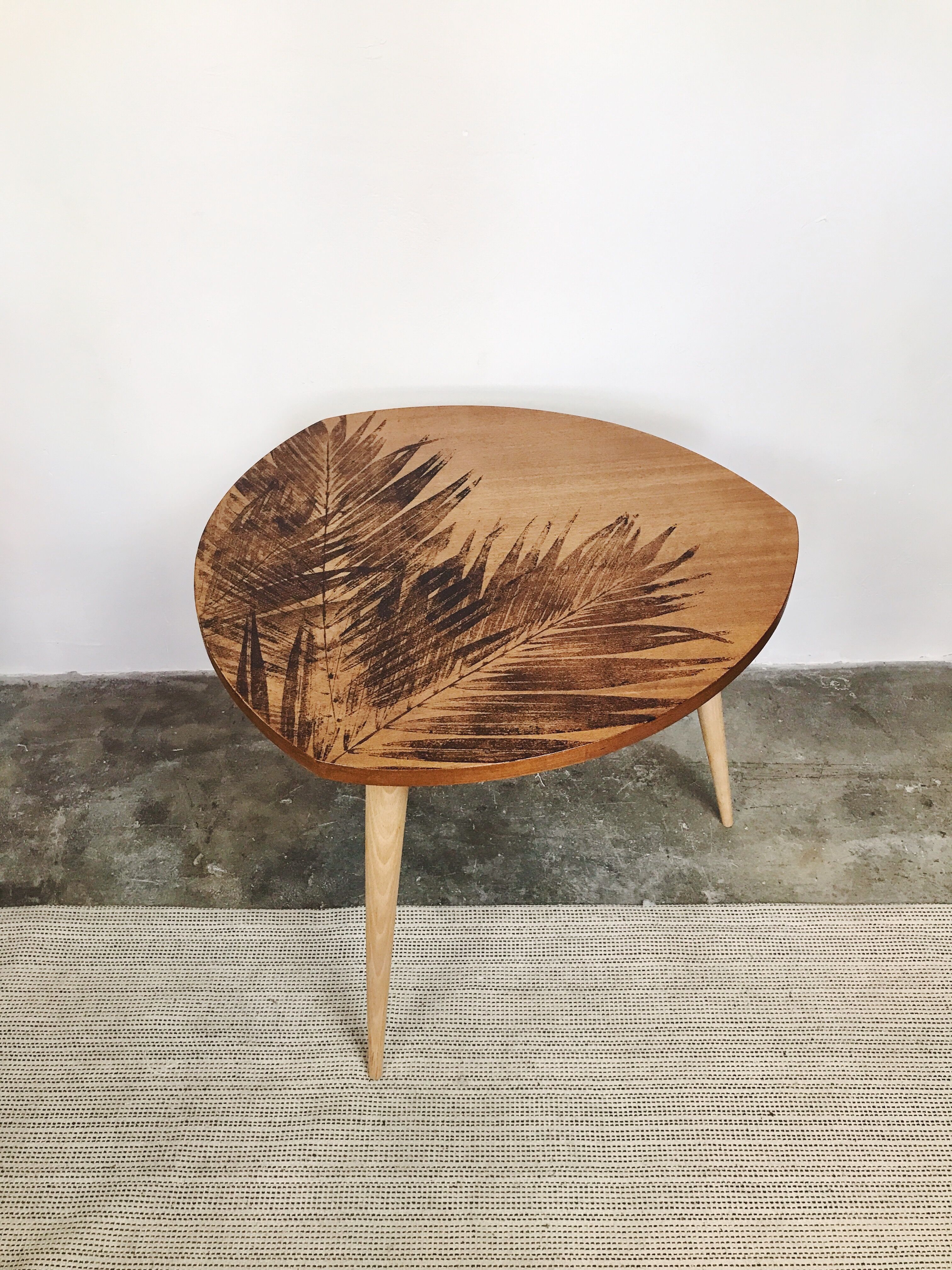 Wooden coffee table compass legs