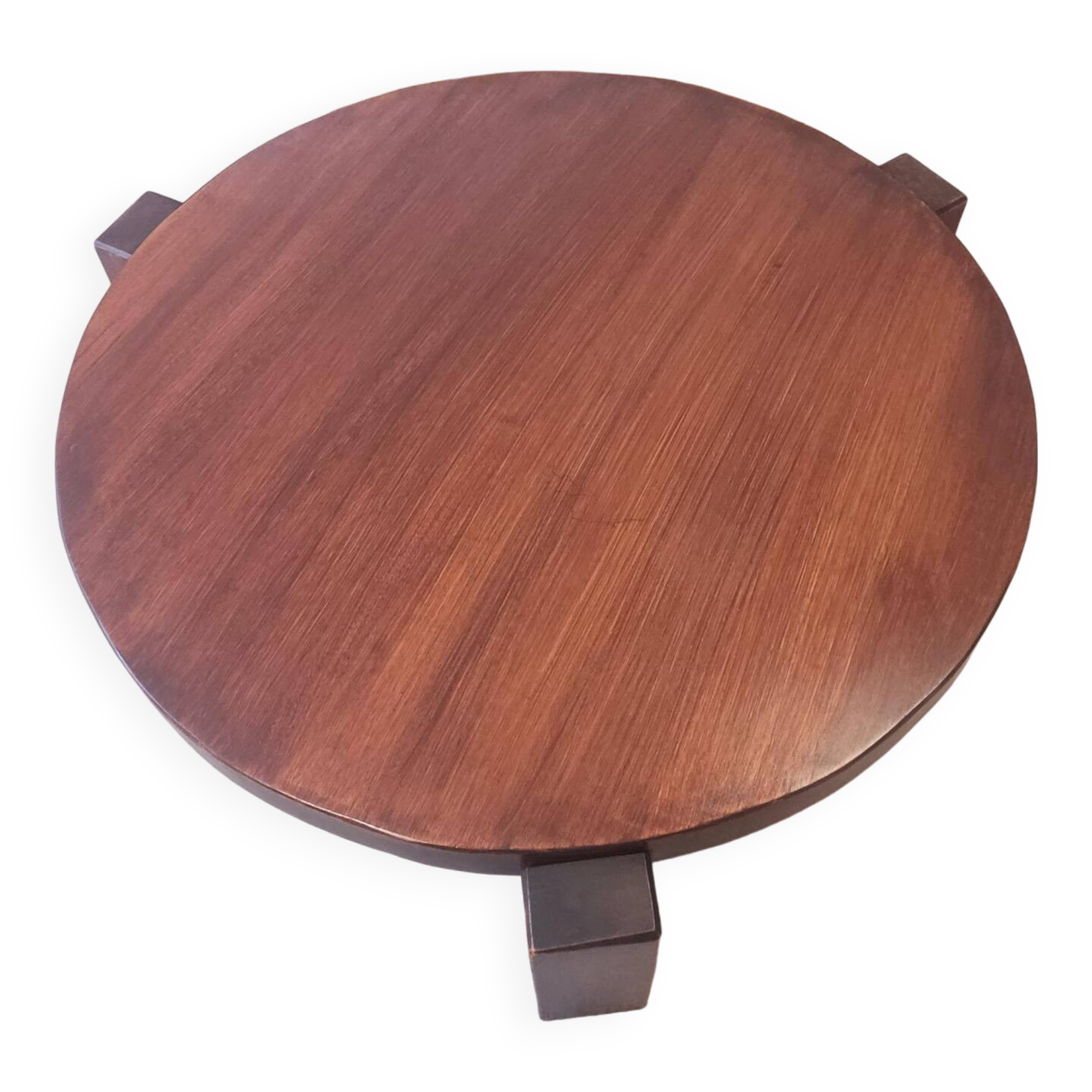 Circular tripod coffee table in oak - 70s