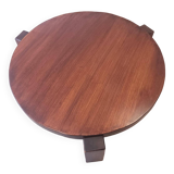 Circular tripod coffee table in oak - 70s