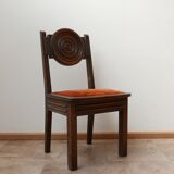 Ensemble de six chaises à manger art déco en chêne Français (6)