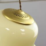 Suspension mid-century en laiton jaune et verre, italie