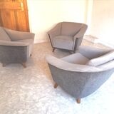 Trio armchairs club 50s grey