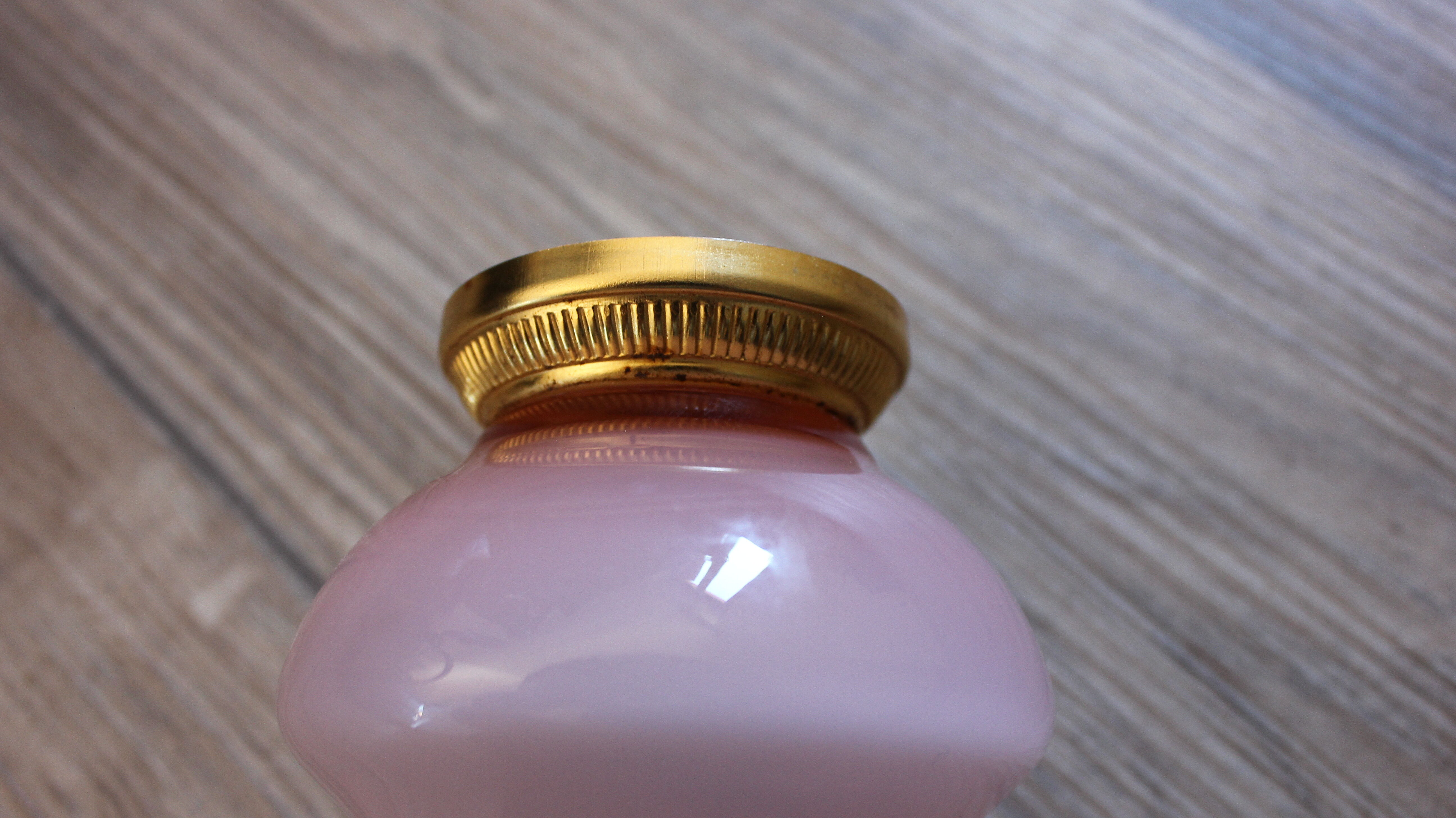 Vintage soliflore vase in pink opaline and golden brass