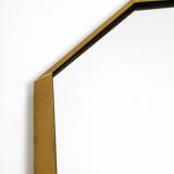 Large unusual Italian Mid Century Modern octagonal brass wall mirror