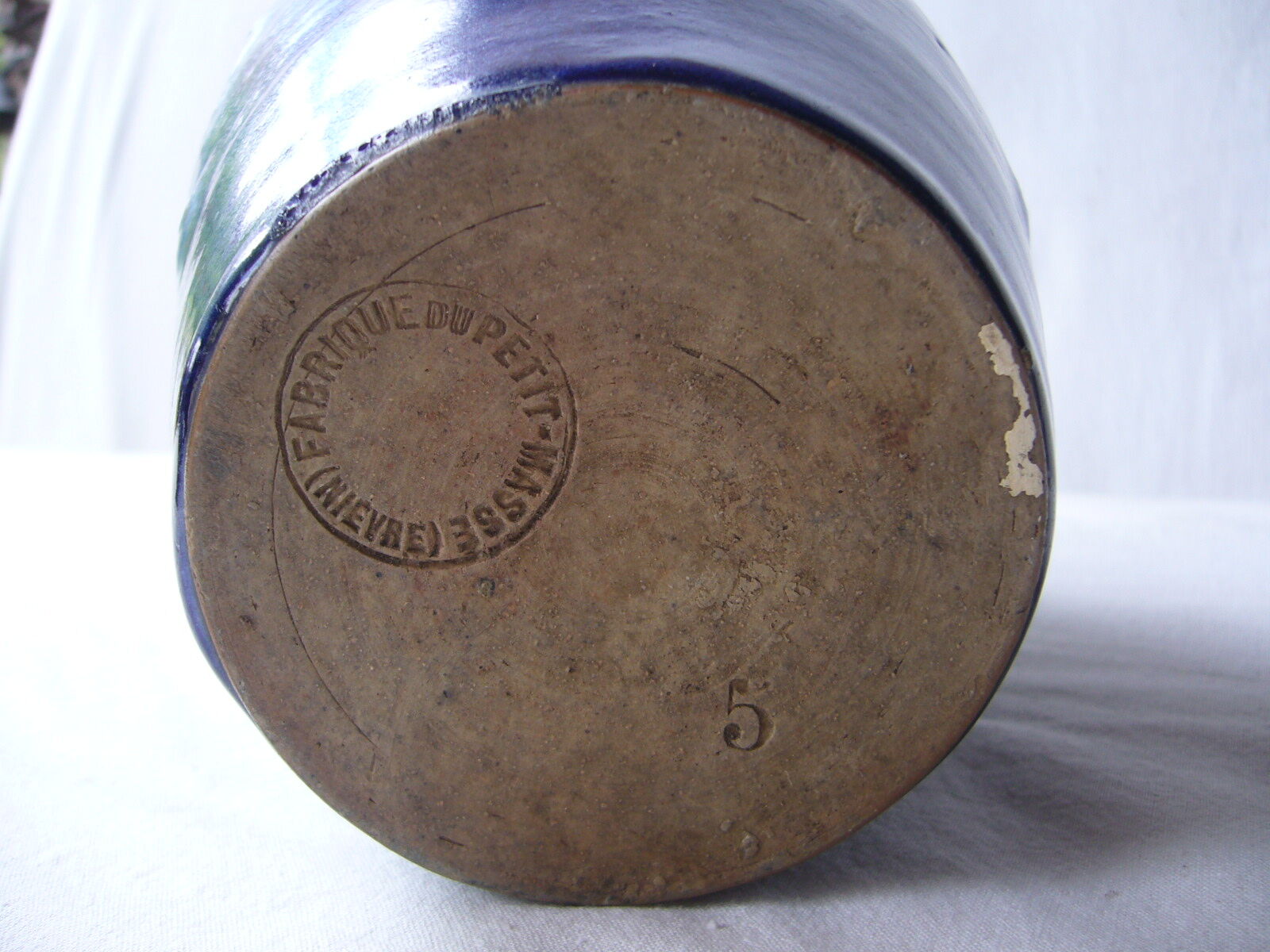 Vase en grès émaillé bleu Petit Masse Nièvre
