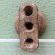 Brutalist candlestick, antique Asian grain sorter in carved wood.