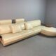 Exceptional Mid-Century Frighetto Italian Cream Leather Landscape Sofa with