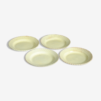 Set of 4 dishes plates in yellow sandstone