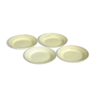 Set of 4 dishes plates in yellow sandstone