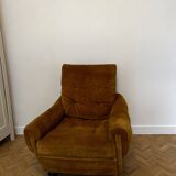 1970s yellow suede armchair