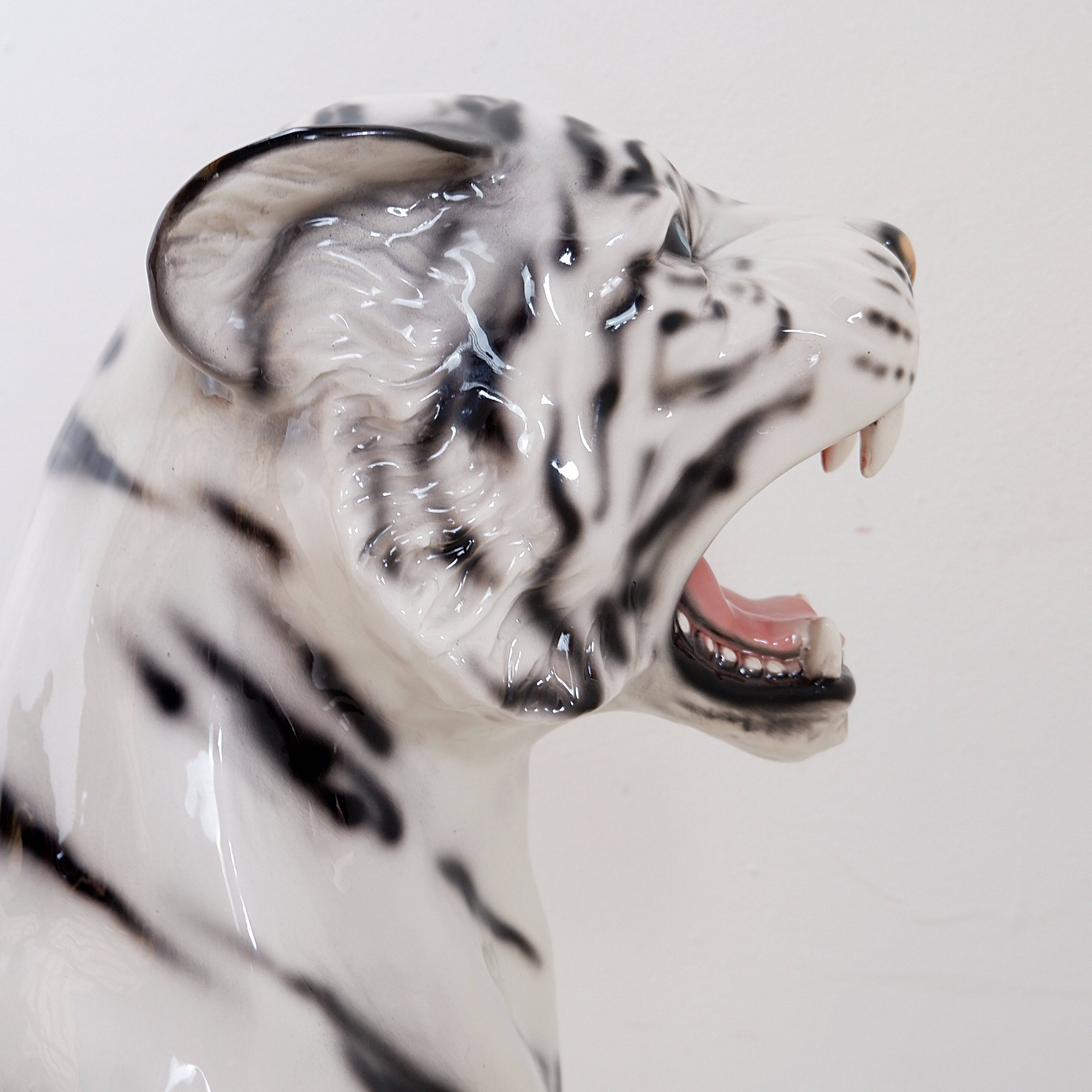 White ceramic tiger - Ceramiche Boxer, Italy