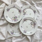 4 assiettes à dessert en porcelaine décor de fleurs Bernardaud Limoges