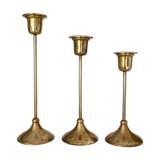 3 brass candle holders 1970