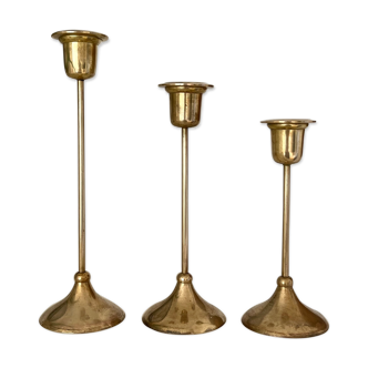 3 brass candle holders 1970