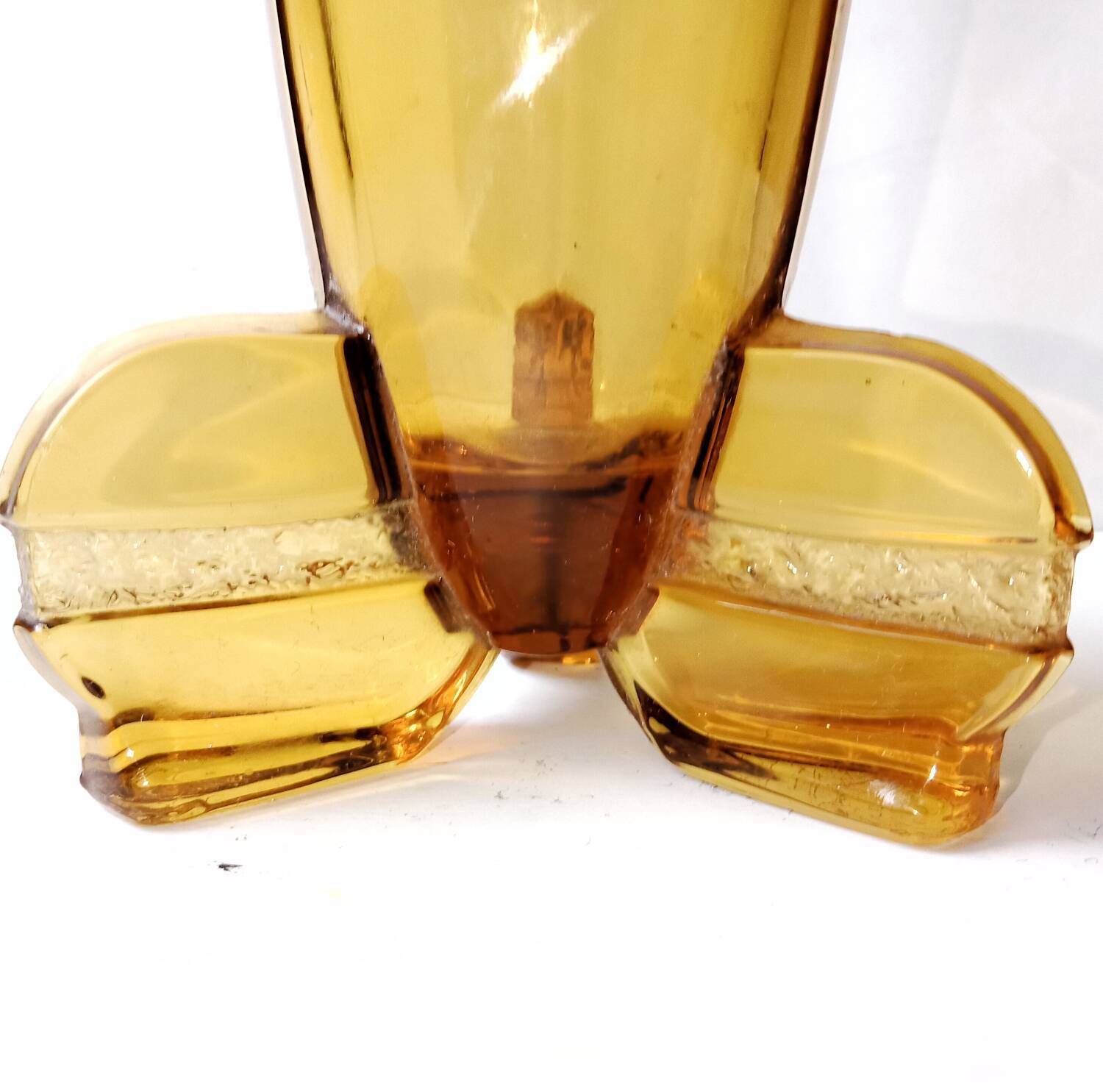 Stölzle Art Deco Amber Orange Tulip Vase 1930