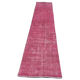 Distressed Turkish Narrow Runner 336 X 71 cm Wool Vintage rug, Over-dyed Pink