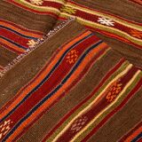 5x7 Brown & Red Handmade Vintage Kilim Rug, 153x220Cm