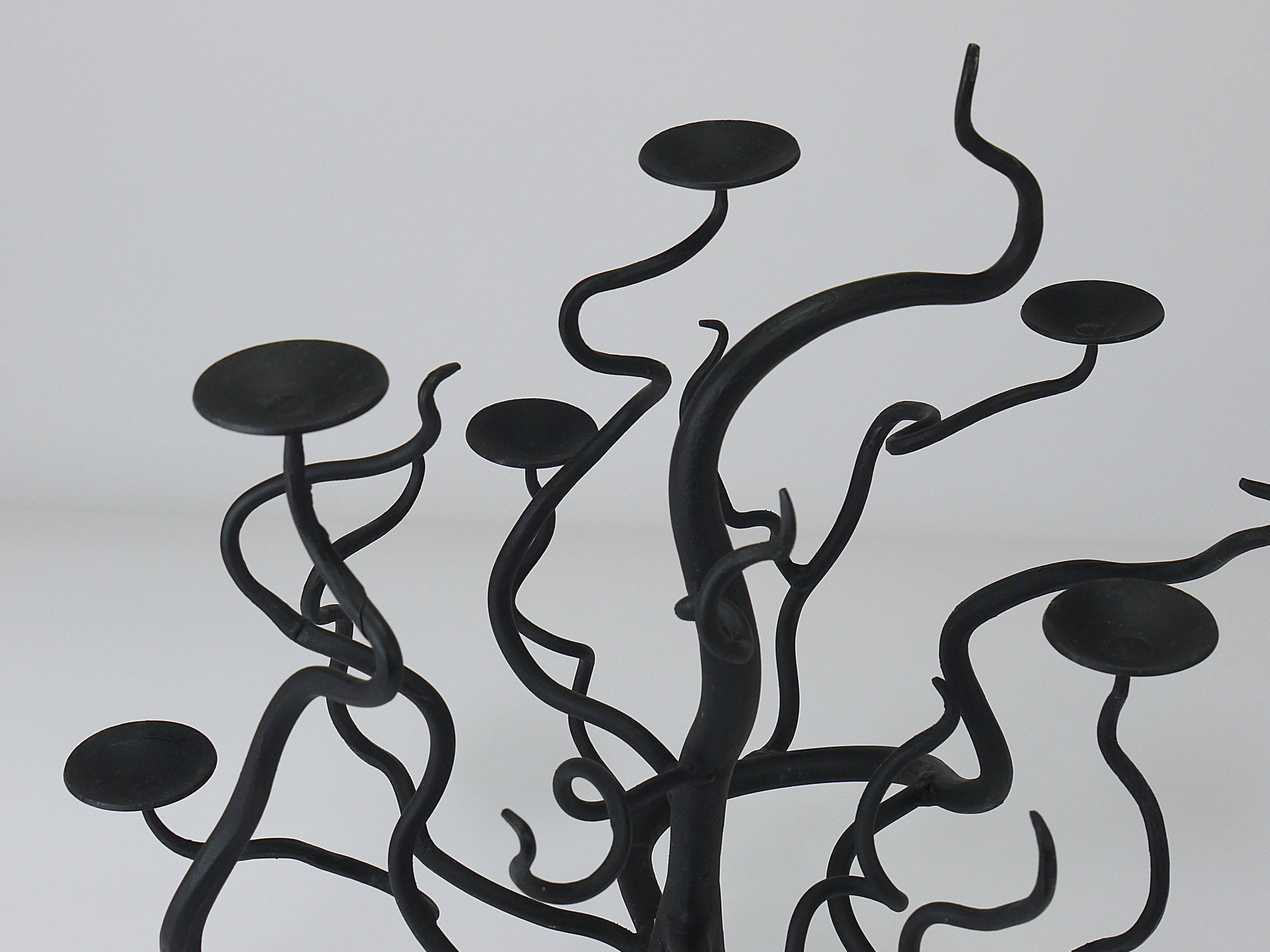 Brutalist Sculptural Chandelier Tree of Life Hand-Forged, 1970s