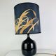 "Fig" lamp, black ceramic and silk shade, 1960s.