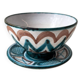 Bol et soucoupe en céramique par Robert Picault, motif zigzag, années 1960.