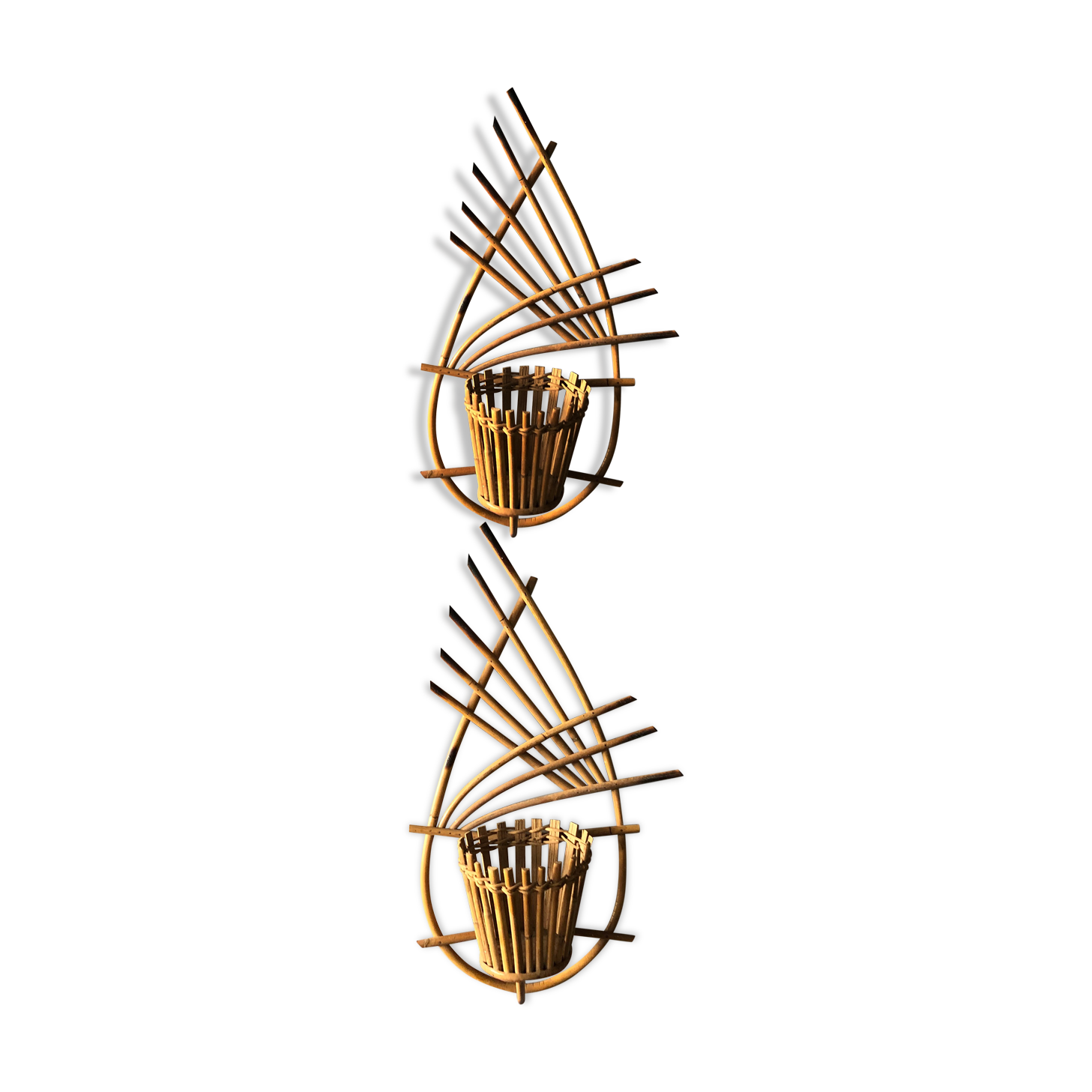 Vintage rattan plant holder