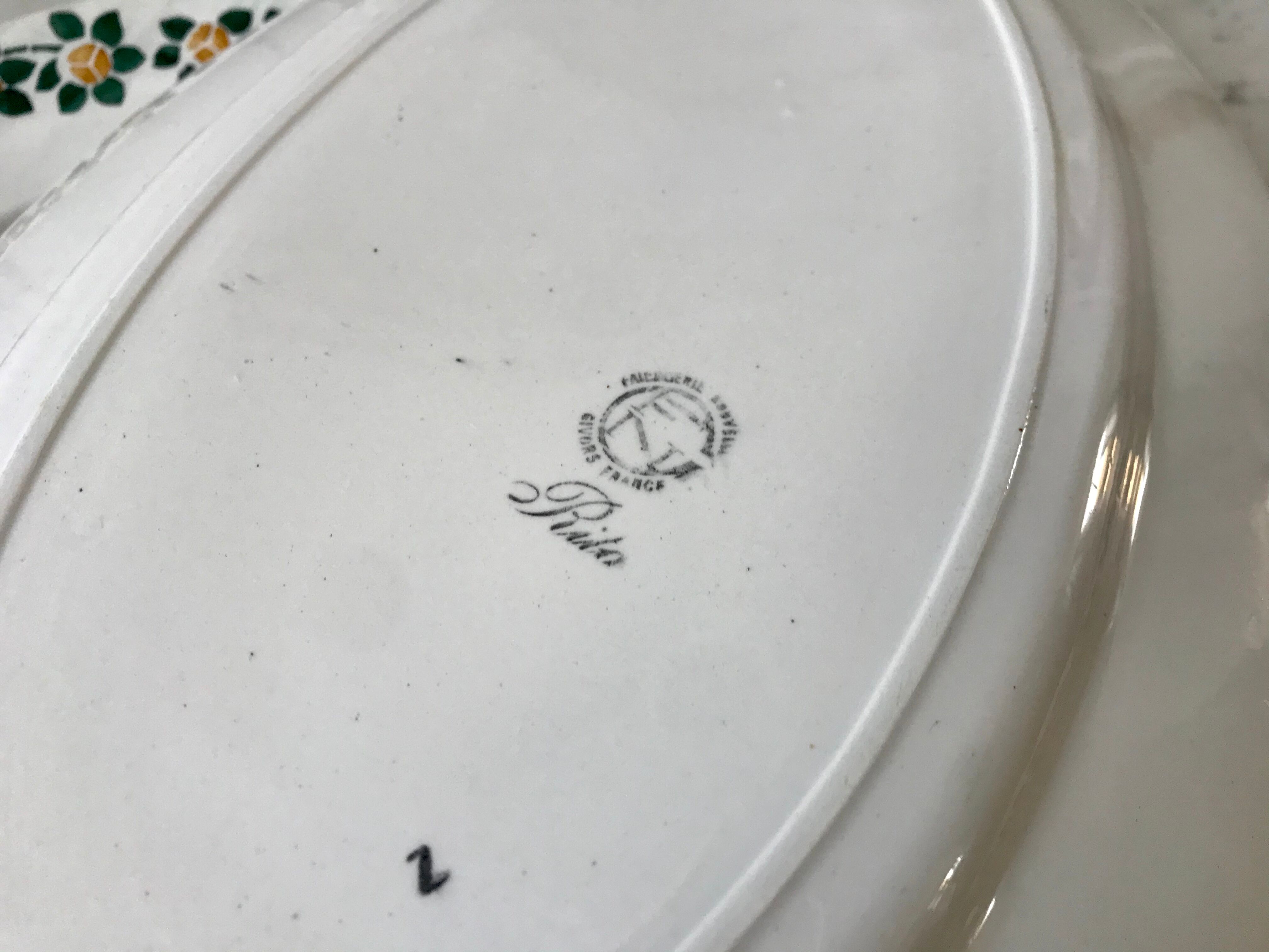 Duo of oval dishes earthenware New Givors model "Rita" 30s
