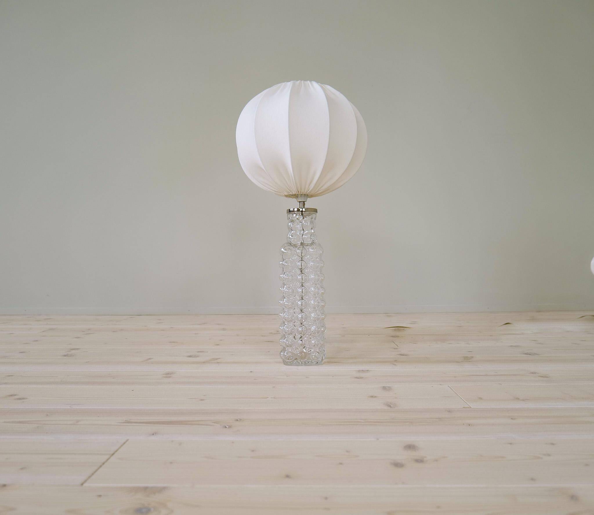 Rare mid-century modern crystal drop table lamp by Orrefors, designed by Carl Fagerlund.