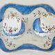 Double antique inkwells in hand-painted porcelain, nineteenth century