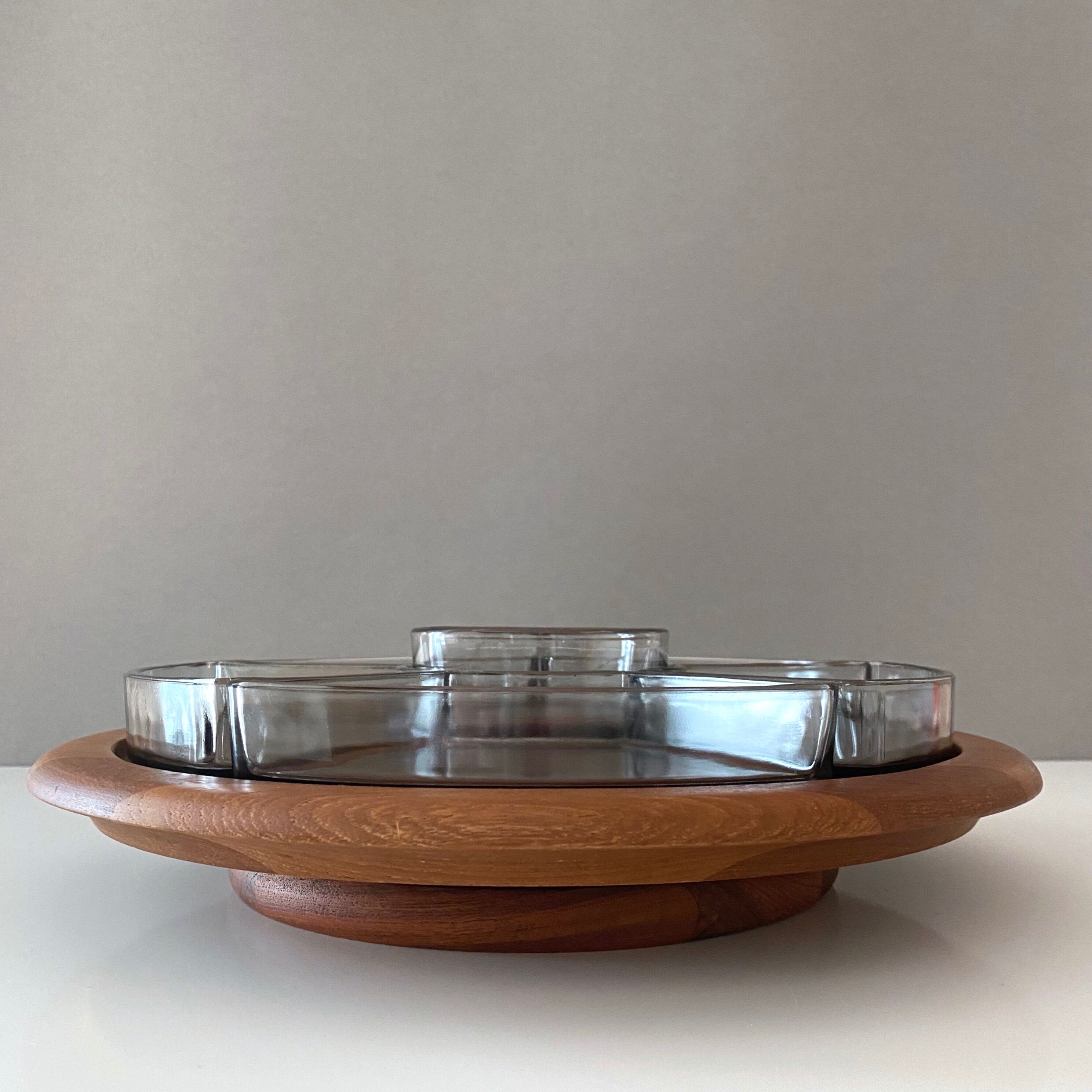 Digsmed Teak Tray Lazy Susan, Mid Century Cabaret, Tray Set, Turntable, Danish Design, 60's