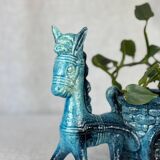 Vintage donkey turquoise blue plant pot / planter