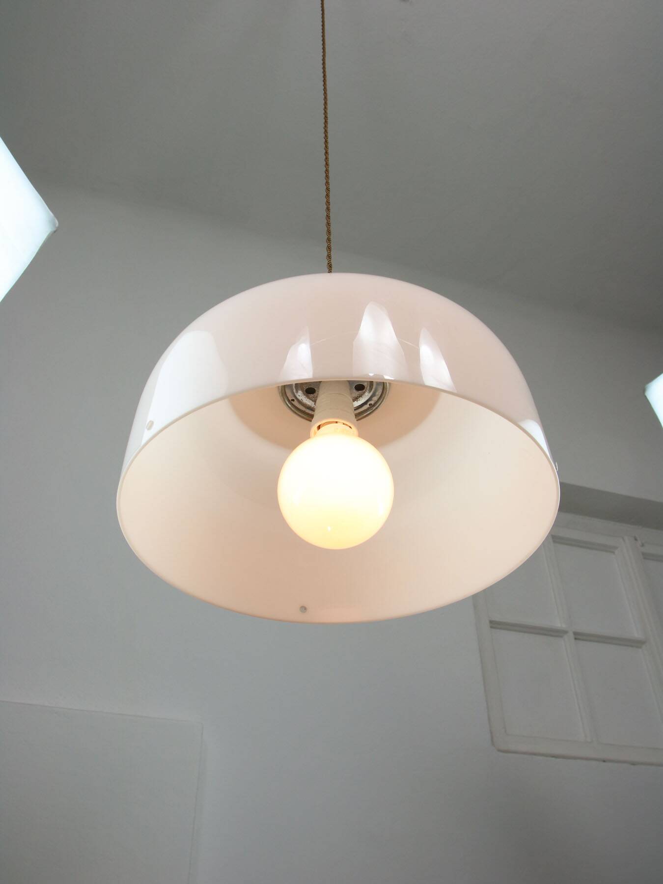 Space Age White Pendant Lamp from Guzzini, 1960s