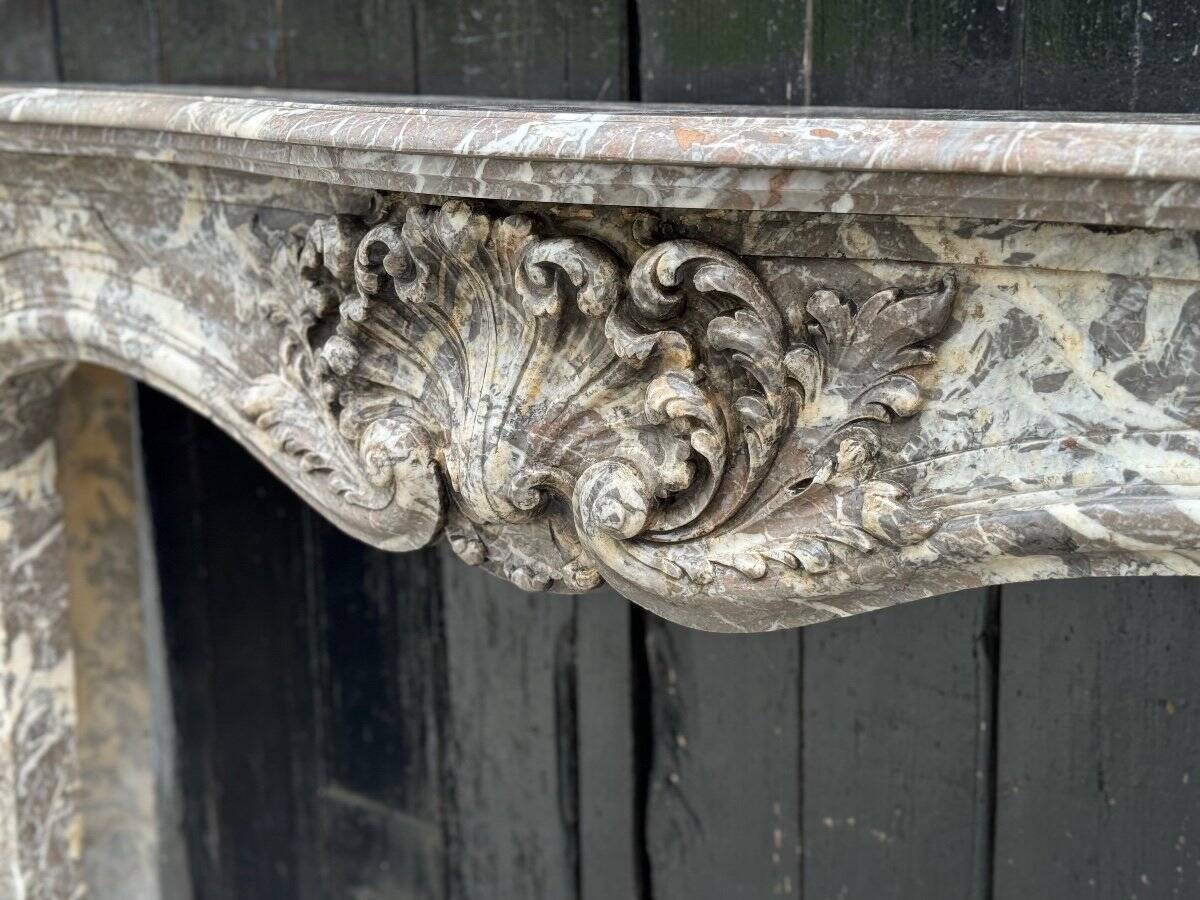 Very Elegant Louis XV Fireplace In Gray Ardennes Marble, 18th Century
