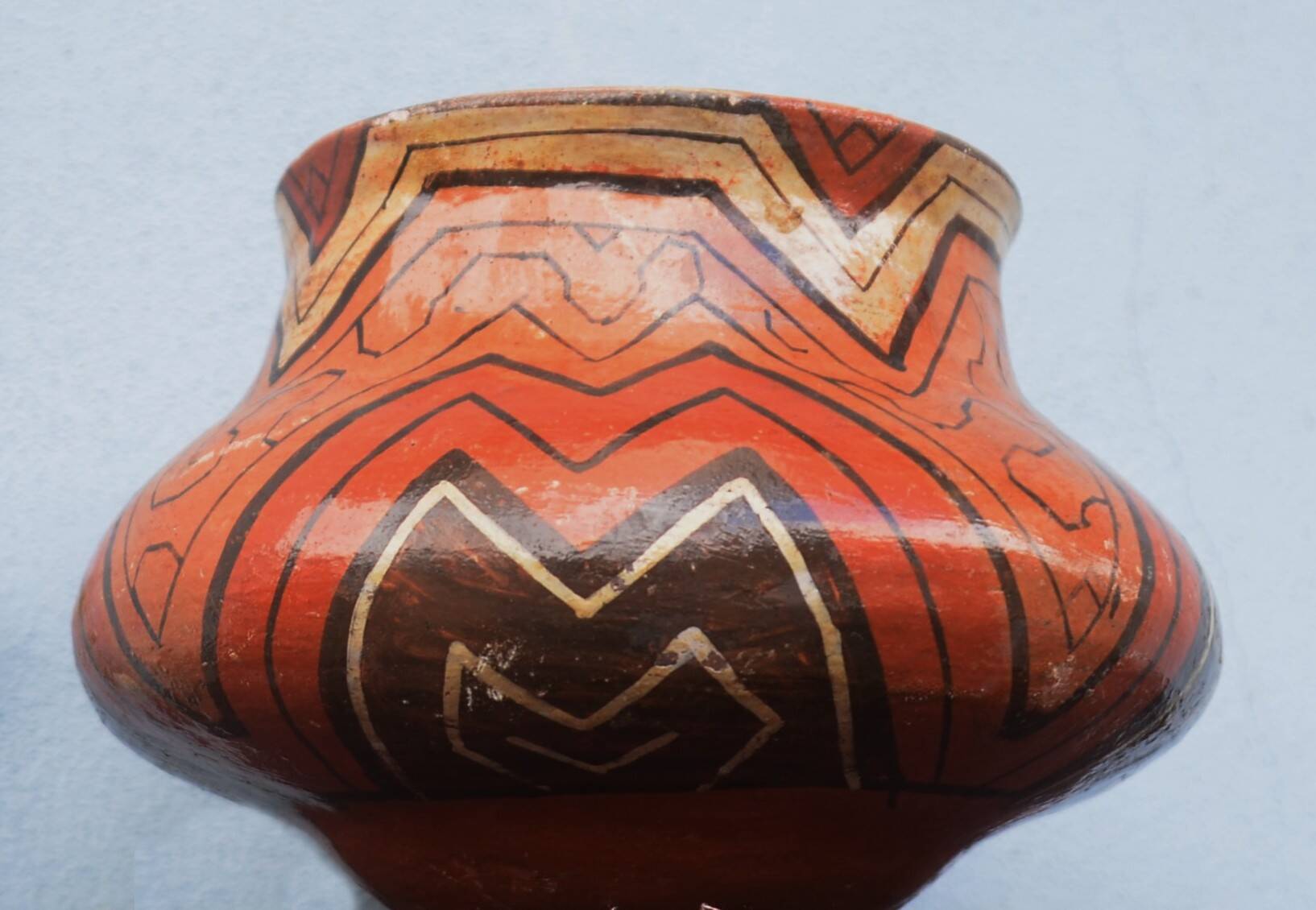 Antique Shipibo Conibo Peruvian Pottery Pot Painted Terracotta