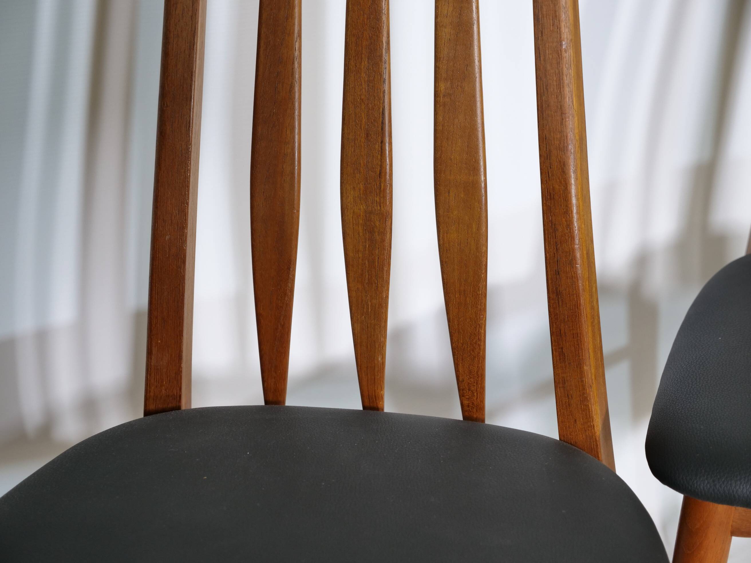 Eva Dining Chairs in Teak by Niels Koefoed for Hornslet, Leather, Set of 4
