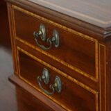 Original English Empire style desk with intarsia inlaid wood, 19th century