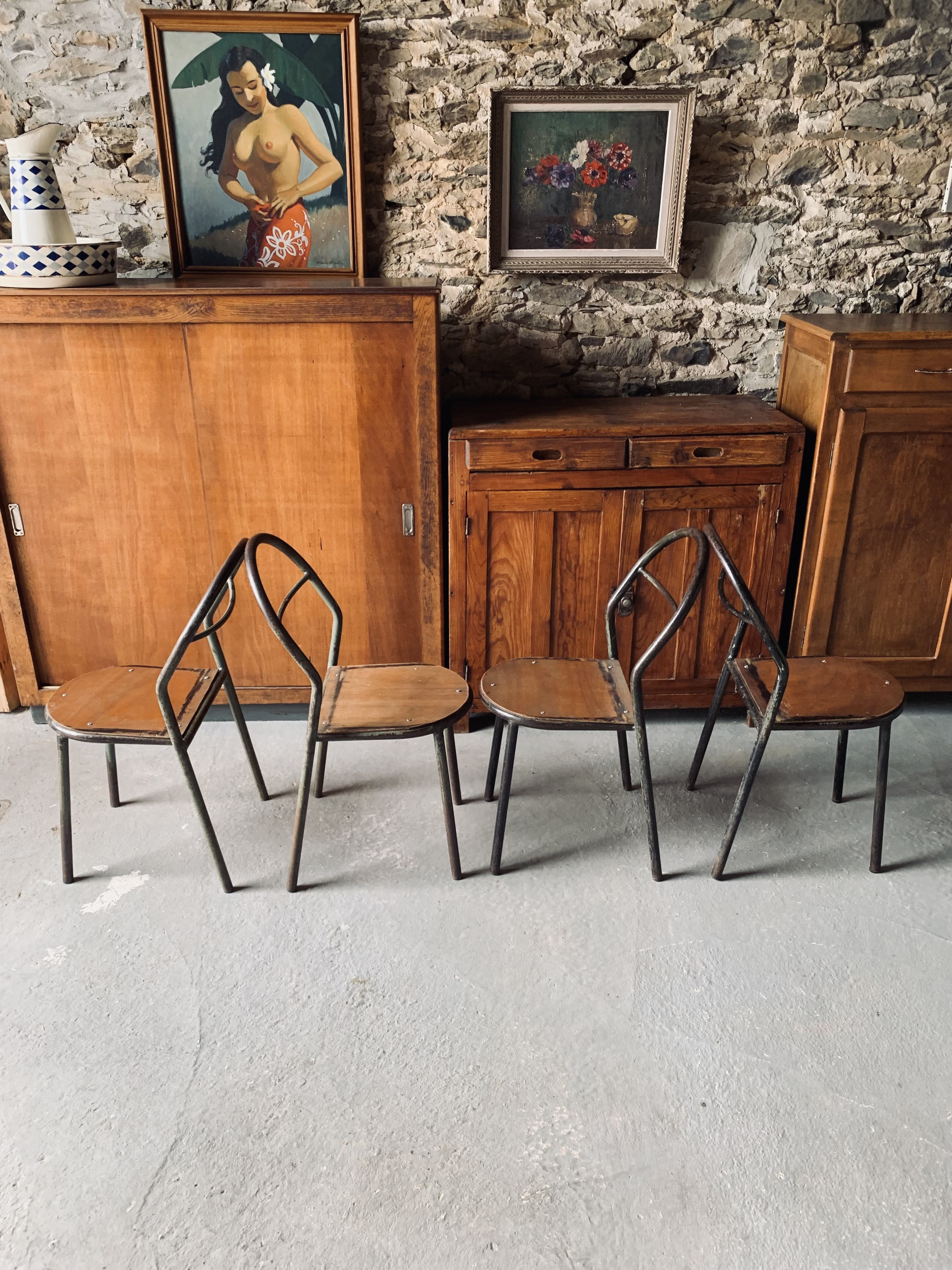 Set of 2 Mobilor chairs - 1950's - metal and wood