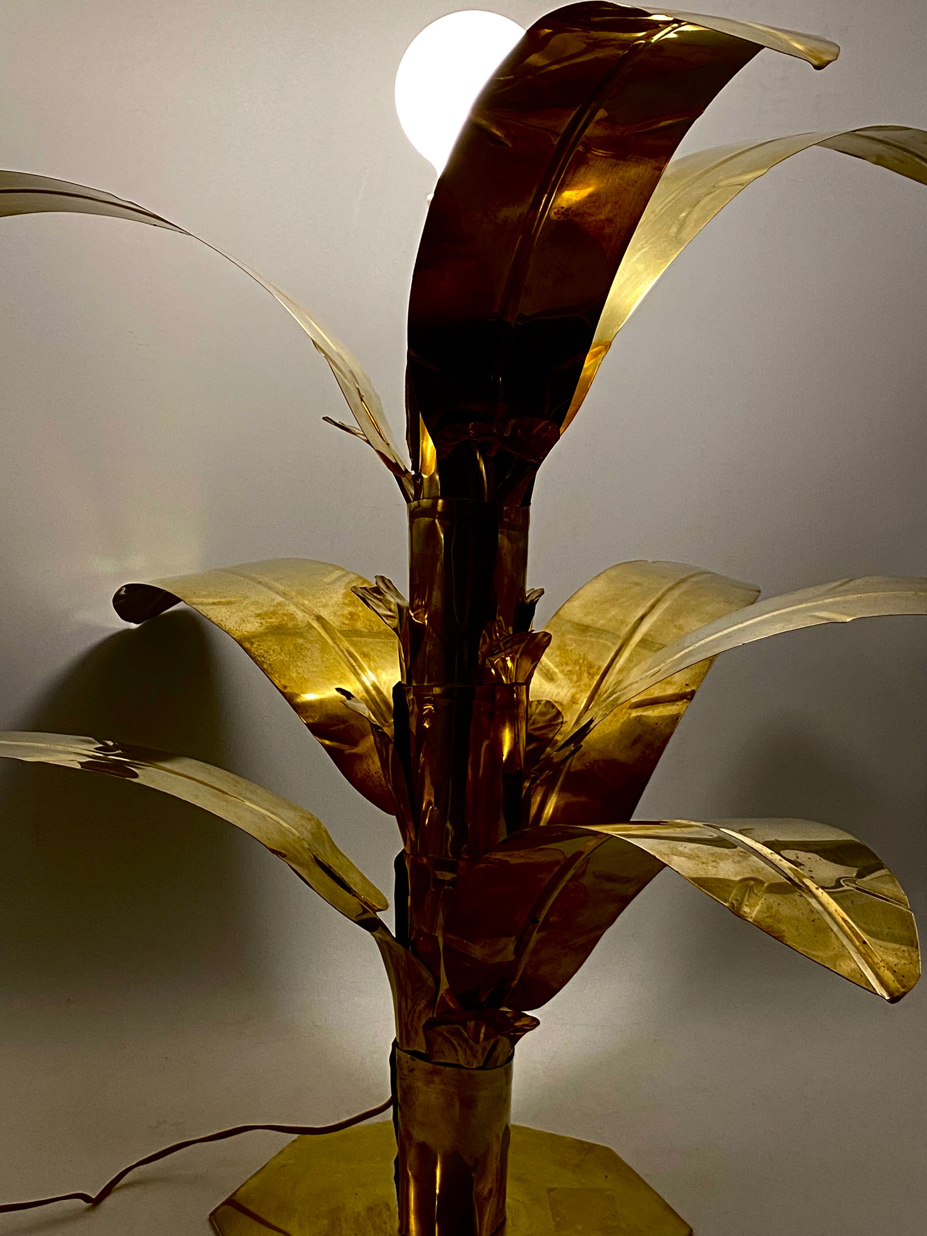 Palm tree brass floor/table lamp, Bottega Gadda Italy, 1960