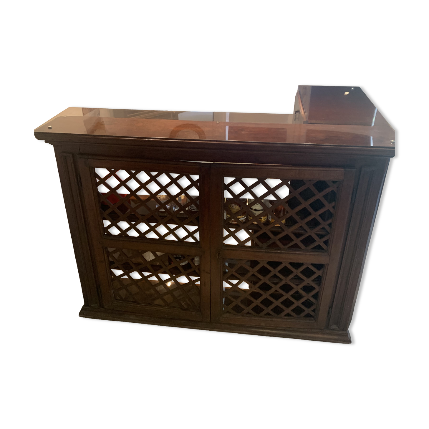 Vintage corner bar with fridge, corner unit/sink