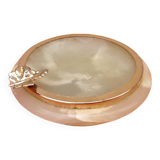 Cendrier en onyx  Cerclage métal doré