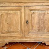 Buffet ancien à deux corps, vaisselier en chêne massif