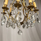 Gilded brass cage chandelier and glass tassels
